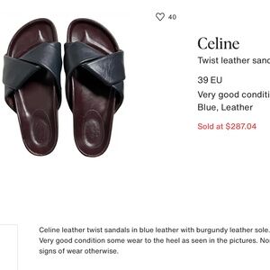 CELINE Twist Leather Mules | Slide Sandals | Black | 38 / 8.5